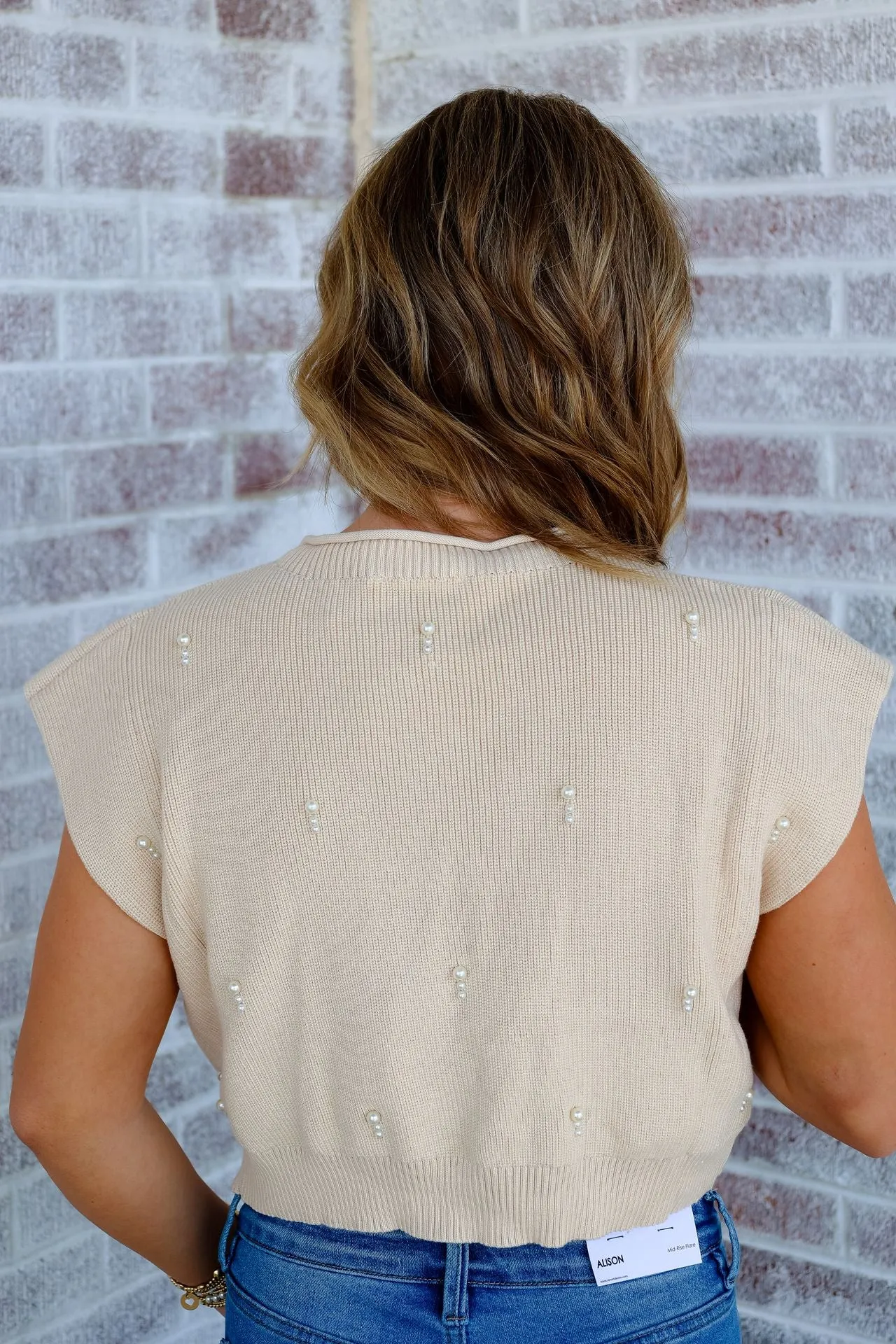 Crush Of The Week Mock Neck Pearl Embellished Sweater
