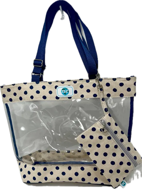 CST- Navy Dots Clear Stadium Tote Bag