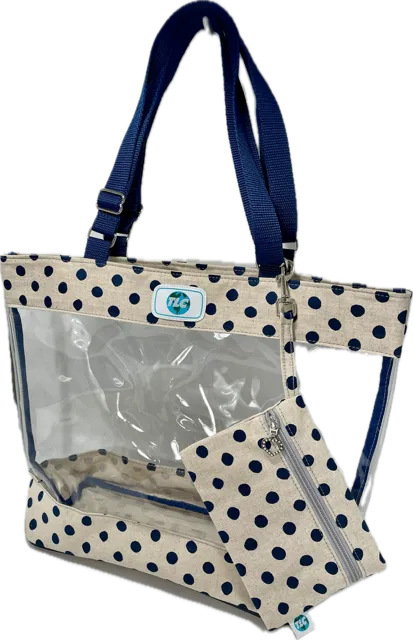 CST- Navy Dots Clear Stadium Tote Bag