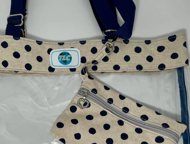 CST- Navy Dots Clear Stadium Tote Bag