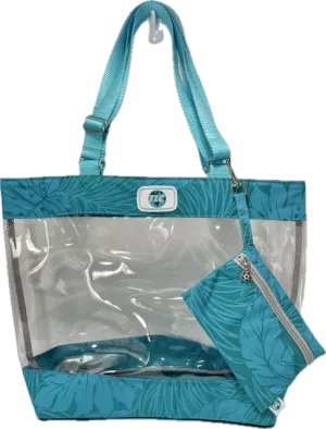 CST- Teal Hawaiian Print Clear Stadium Tote Bag