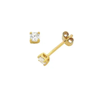 Cubic Zirconia 4mm Claw Stud Earrings in 9ct White Gold