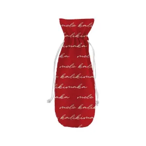 Cursive Mele Kalikimaka Wine Bottle Bag, Red