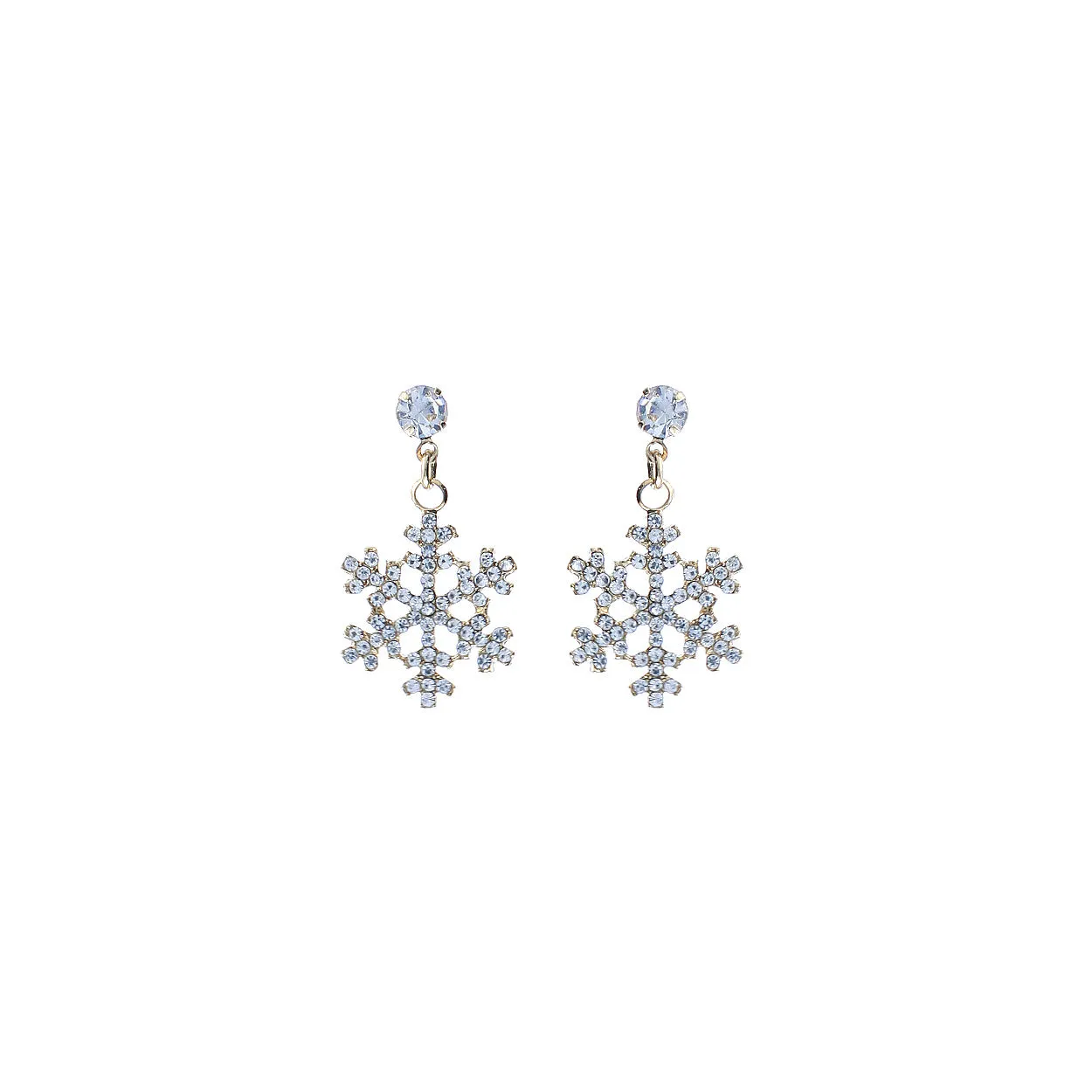 Dangling Crystal Snowflake Post Back Earrings