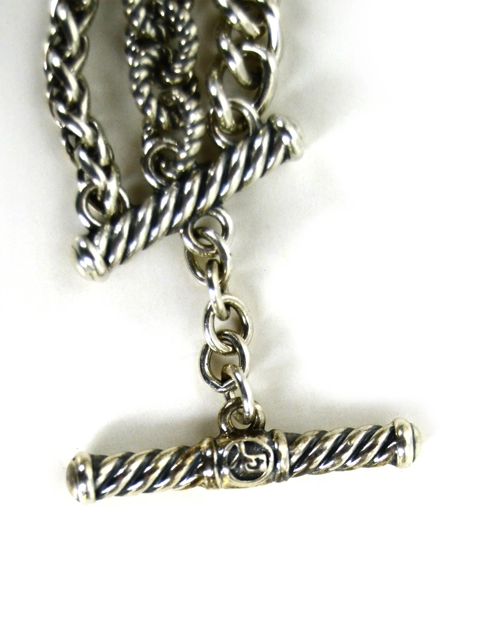 David Yurman Sterling Silver Three-Row Mixed Chain Long Necklace