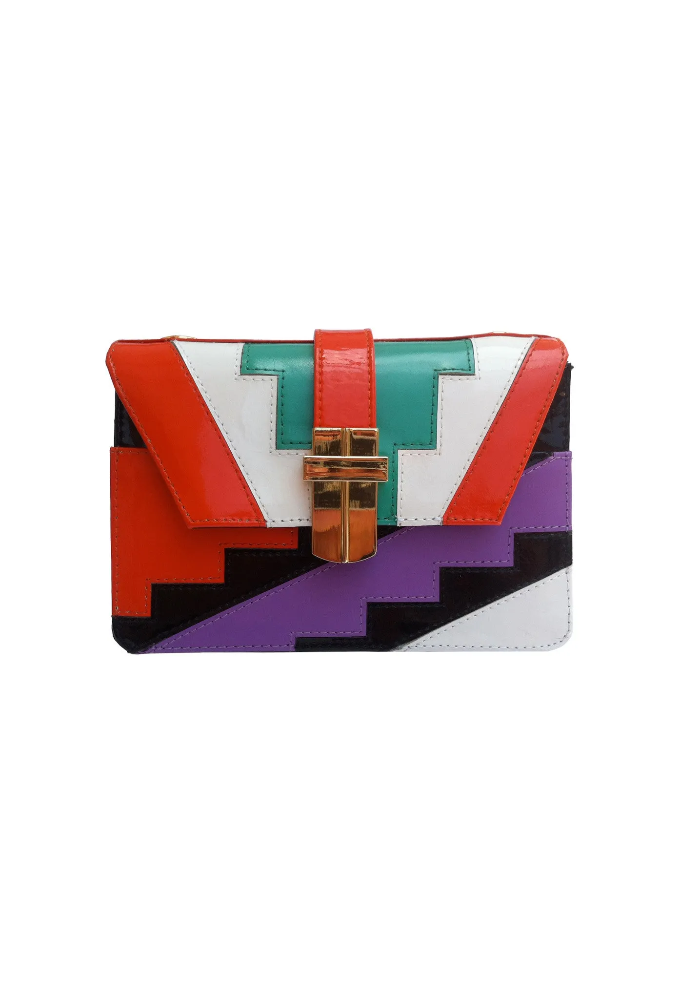 DECO STEP MINI BOX BAG PATENT ORANGE/MINT