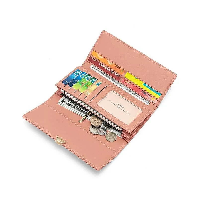 Designer Rivet Button Trifold Wallet Clutch