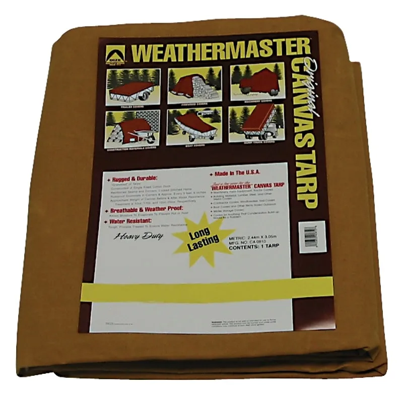 Dize Weathermaster CA0608D Tarpaulin, 8 ft L, 6 ft W, Canvas, Tan :EA: QUANTITY: 1
