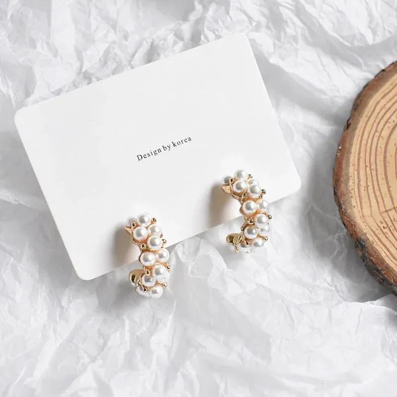 Elegant Celebrity Metal Korean Pearl Earrings For Woman Fashion Jewelry 2021 New Luxury Wedding Party Girl's Unusual Earrings