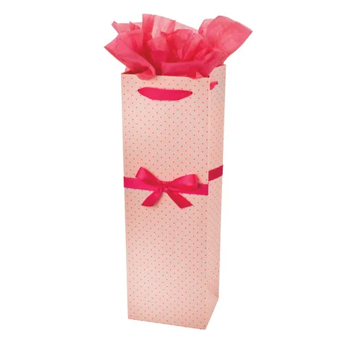 Elegant Pink Polka Dot Wine Bag by Cakewalk