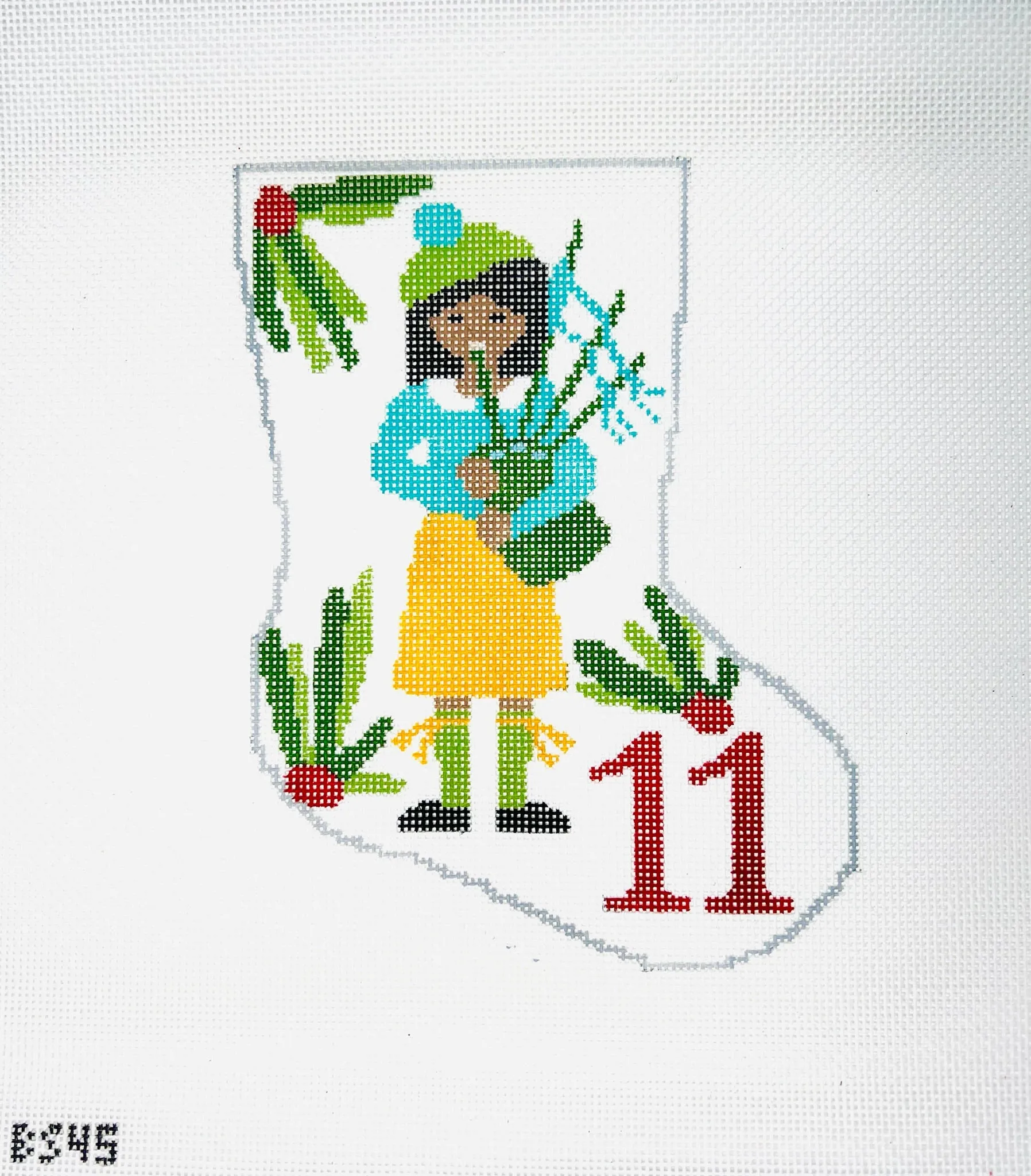 Eleven Pipers Piping Ornament Sized Stocking Canvas