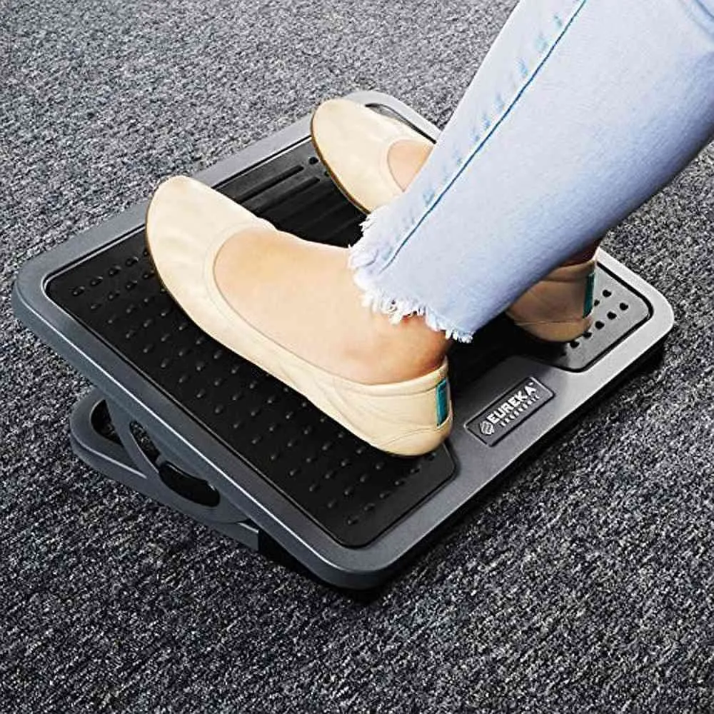 Eureka Ergonomic Black & Gray Height-Adjustable Under Desk Foot Rest DSN-03048