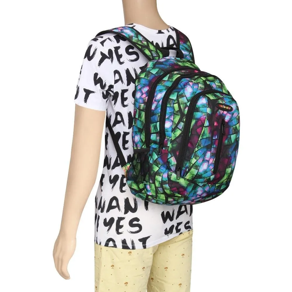 FabSeasons GreenBlue with Multicolor Polyester Graphic Printed Backpack