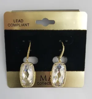Faceted faux-diamond earring with gold rope trim