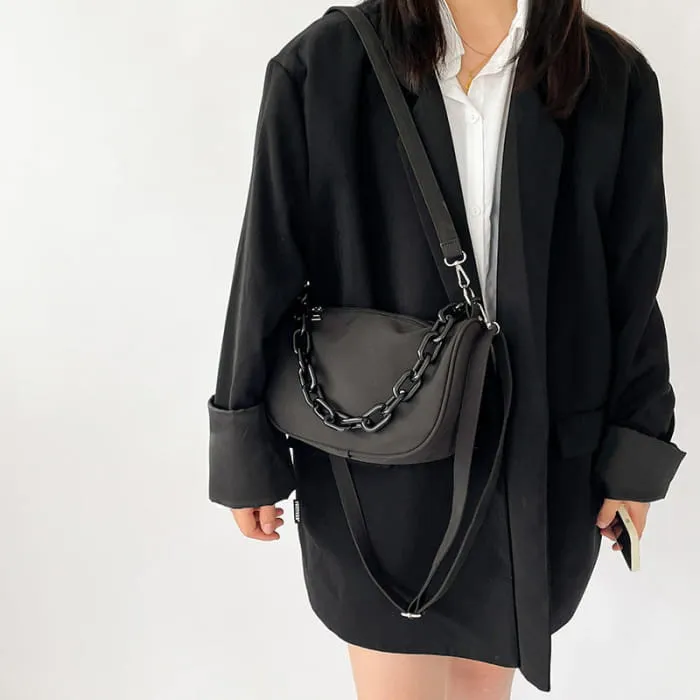 Fashion Black Acrylic Chain Crossbody Bag