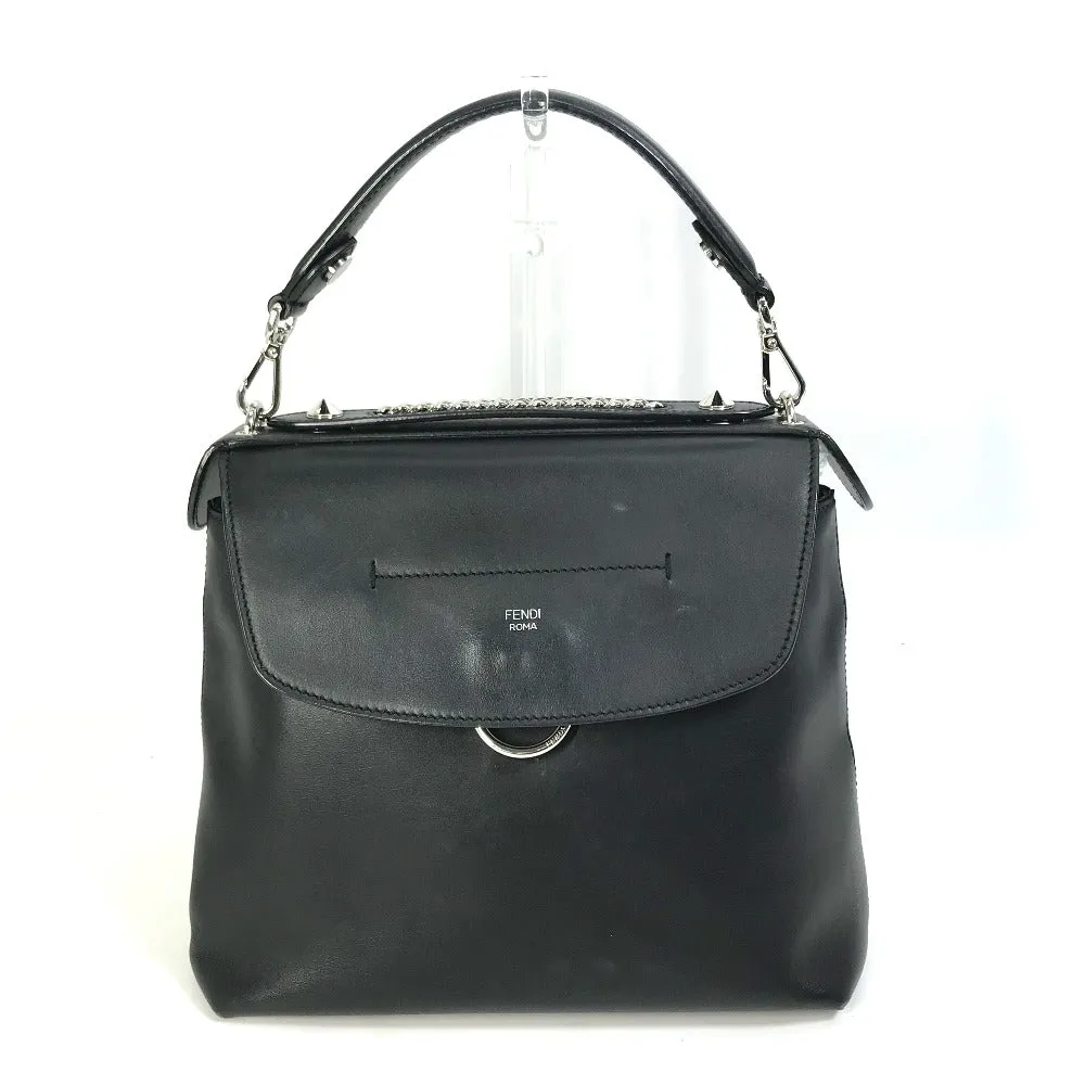FENDI Backpack 8BZ042 leather black Bag to school Women Used