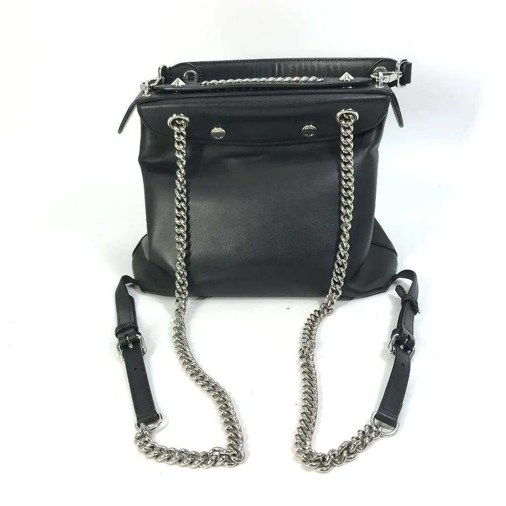 FENDI Backpack 8BZ042 leather black Bag to school Women Used