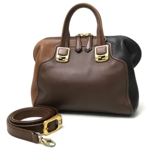 FENDI Handbag 8BL117 leather Brown chameleon Women Used