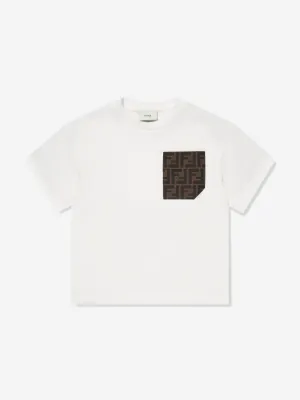 Fendi Kids Logo Pocket T-Shirt in White