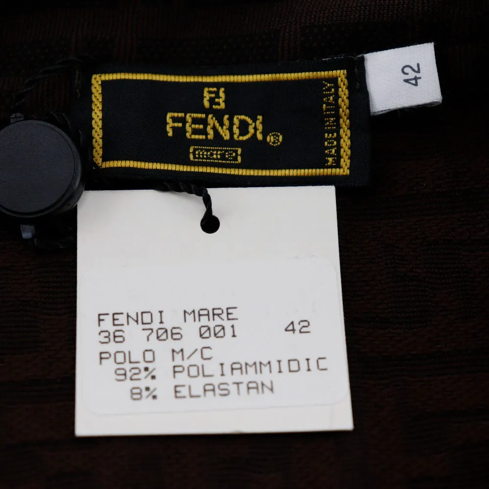 FENDI Short sleeve polo shirt Rayon Brown Zucca Women 42 Used
