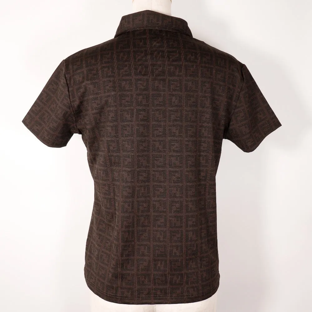 FENDI Short sleeve polo shirt Rayon Brown Zucca Women 42 Used