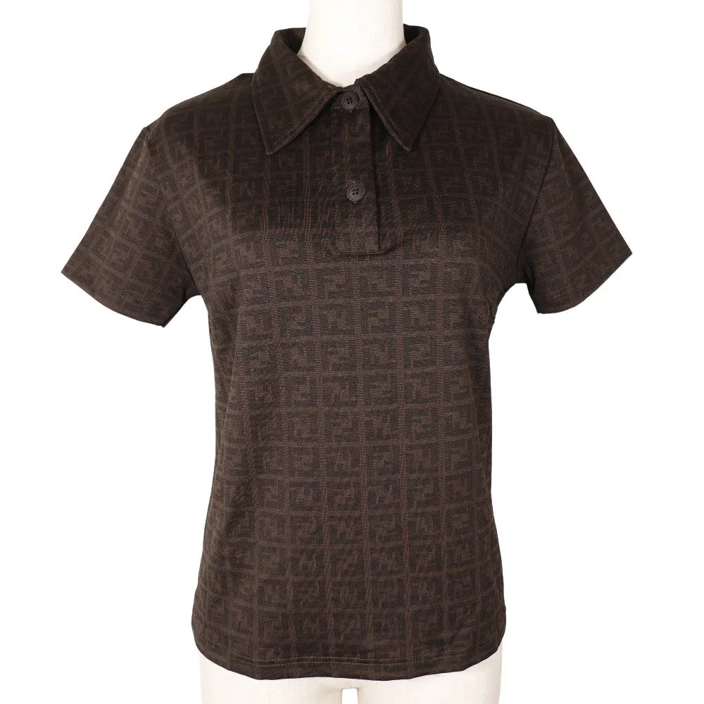 FENDI Short sleeve polo shirt Rayon Brown Zucca Women 42 Used
