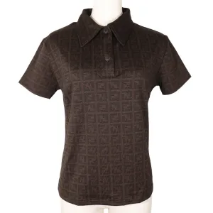 FENDI Short sleeve polo shirt Rayon Brown Zucca Women 42 Used