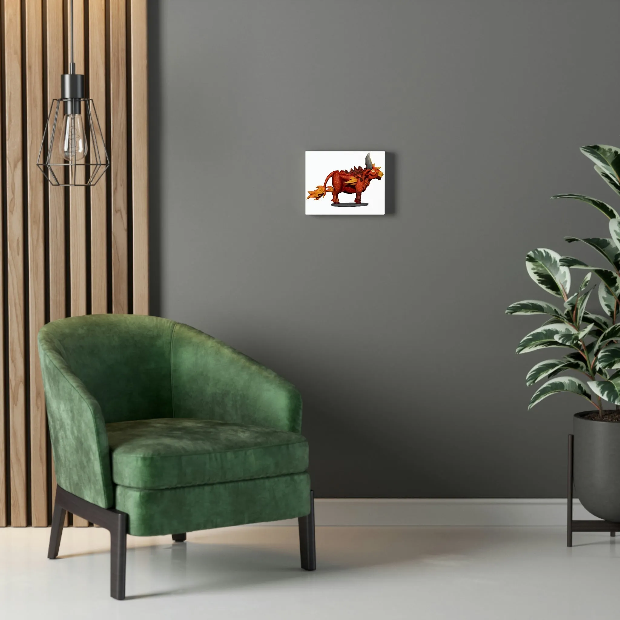 Fire Bull Stretched Canvas