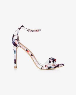 Floral Skinny Strap Sleek Heeled Sandal