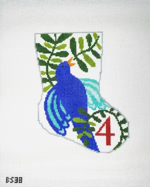 Four Calling Birds Ornament Sized Stocking Canvas