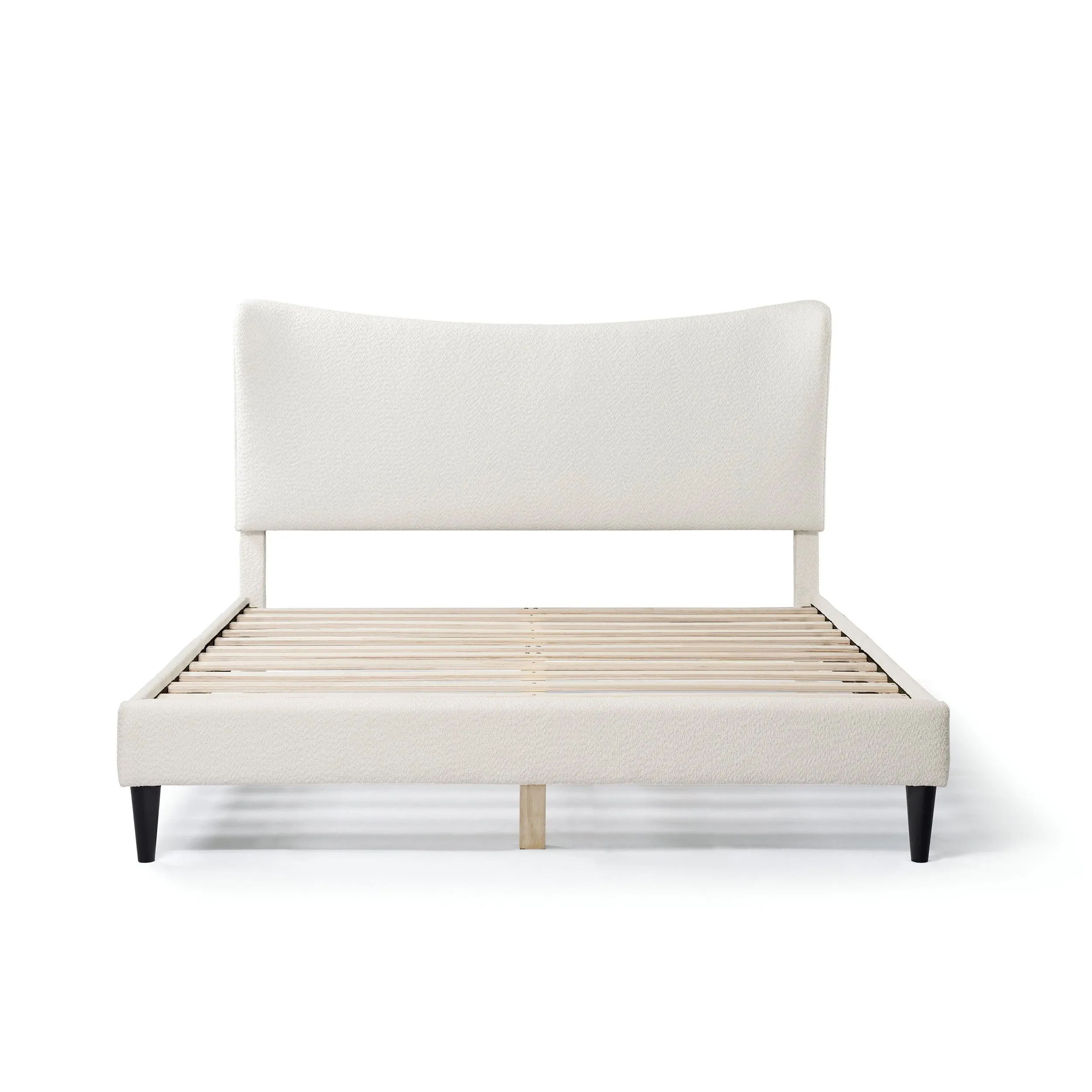 Gail Modern White Boucle Adjustable Queen-Size Platform Bed