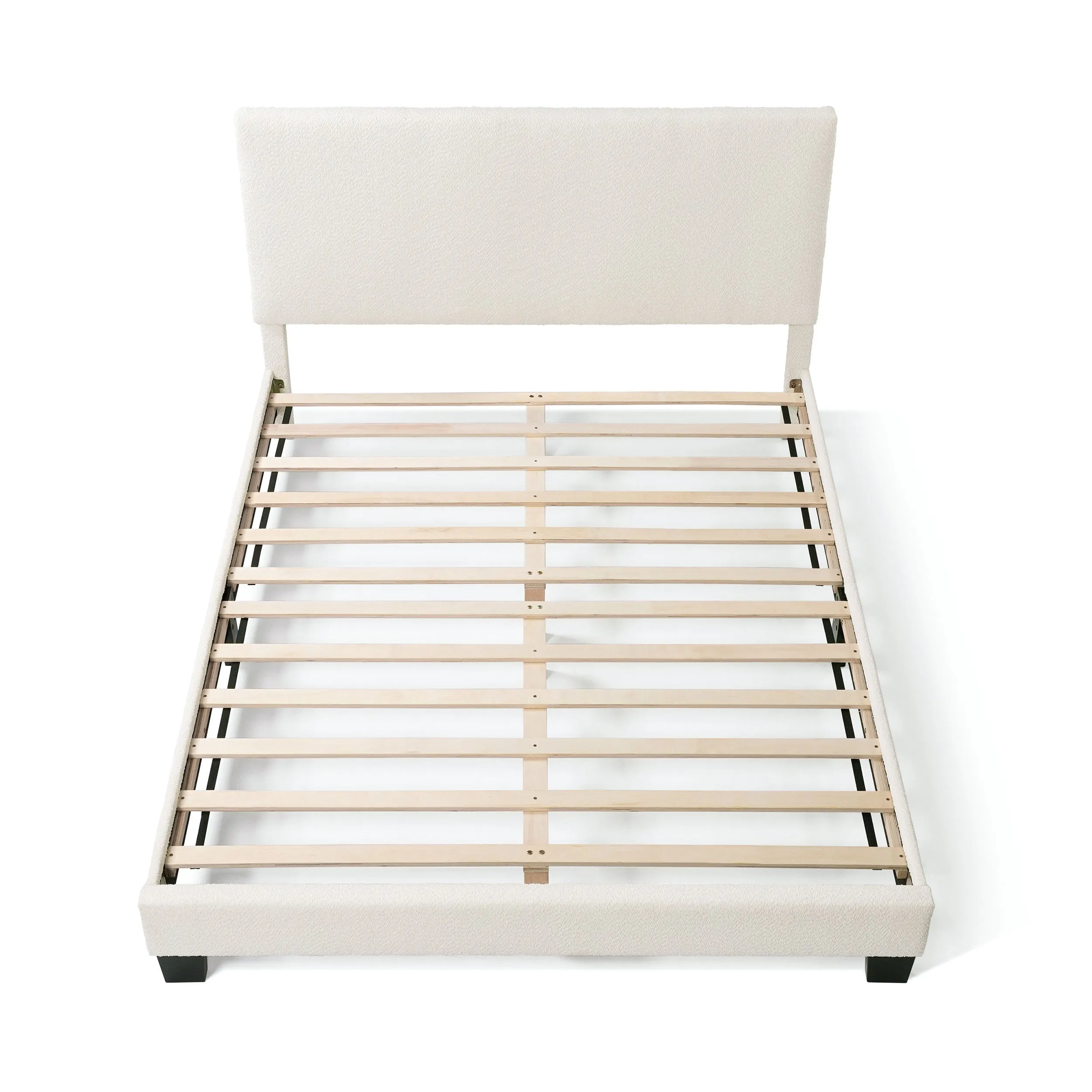 Gail Modern White Boucle Adjustable Queen-Size Platform Bed