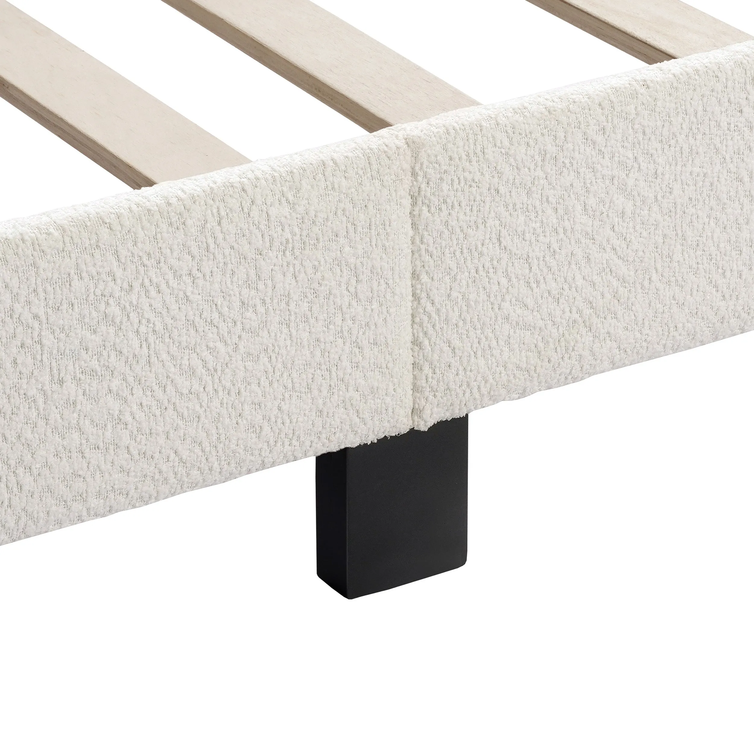 Gail Modern White Boucle Adjustable Queen-Size Platform Bed