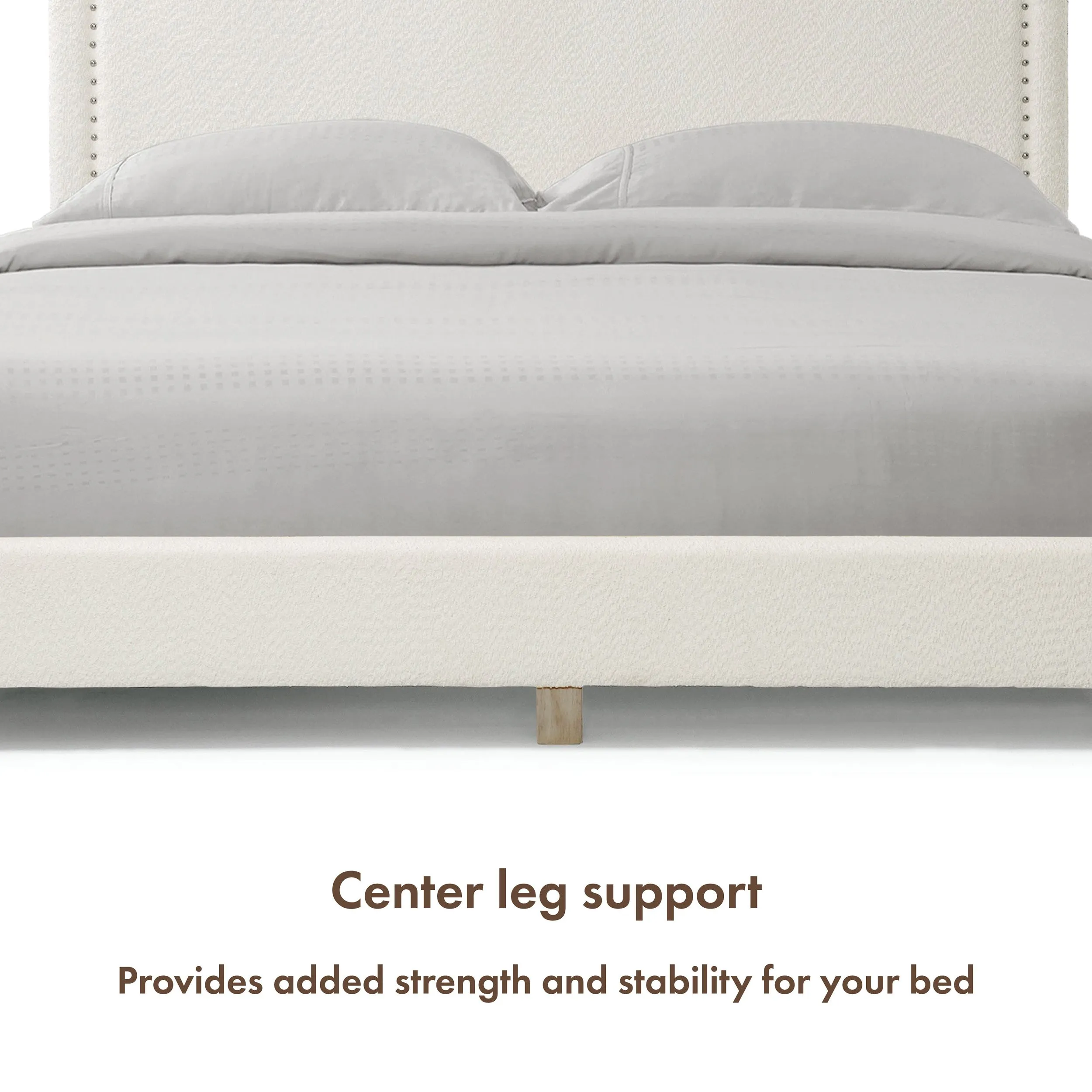 Gail Modern White Boucle Adjustable Queen-Size Platform Bed