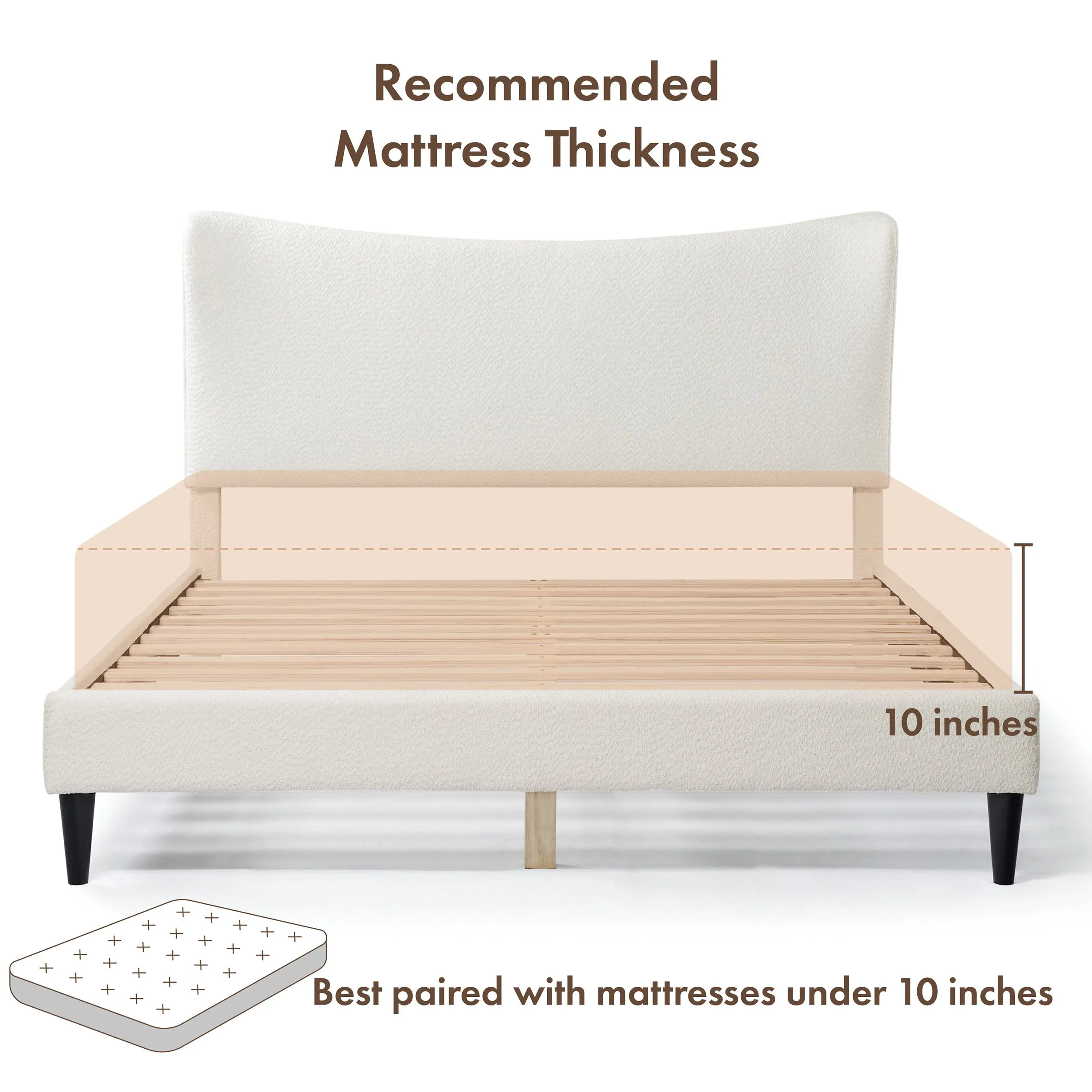 Gail Modern White Boucle Adjustable Queen-Size Platform Bed