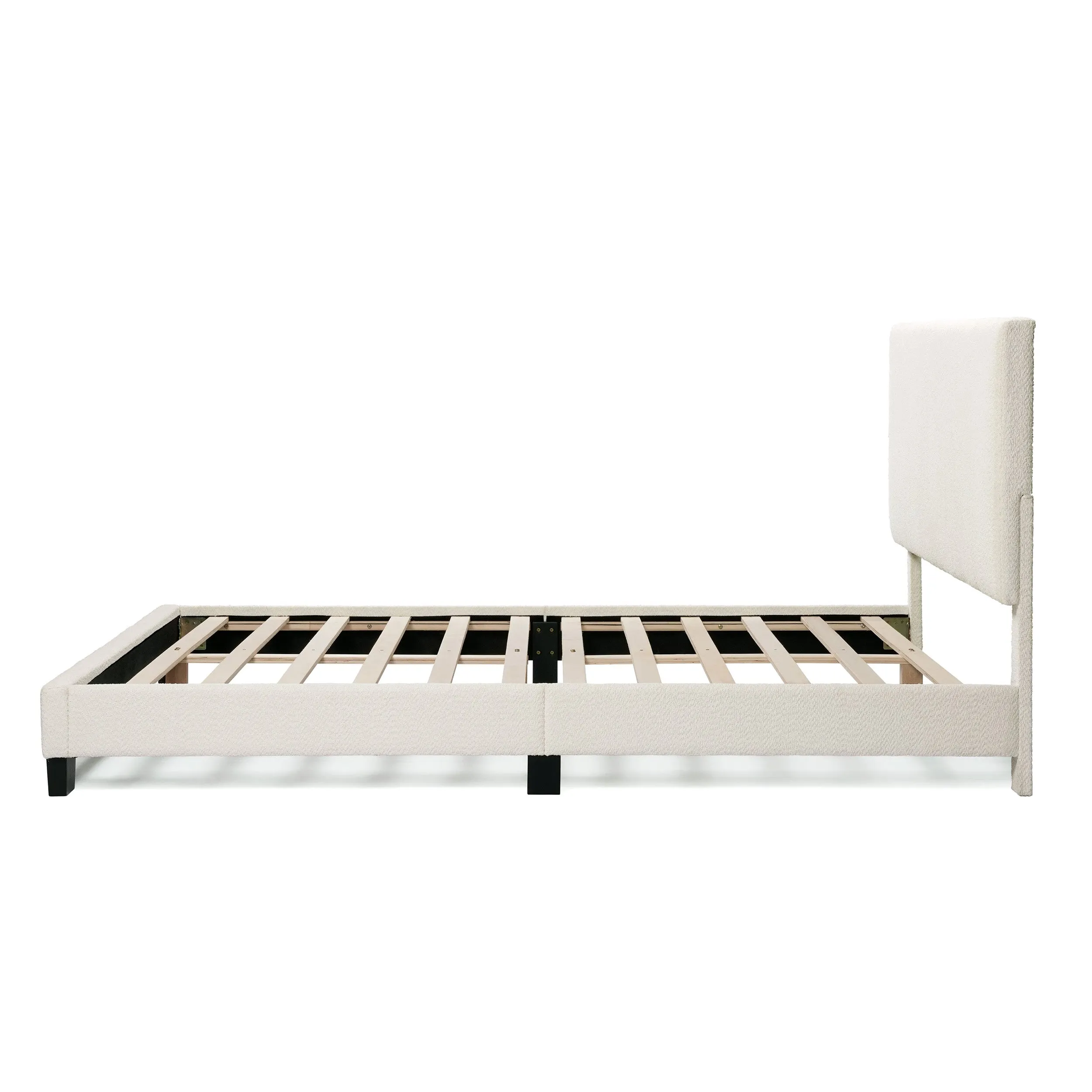 Gail Modern White Boucle Adjustable Queen-Size Platform Bed