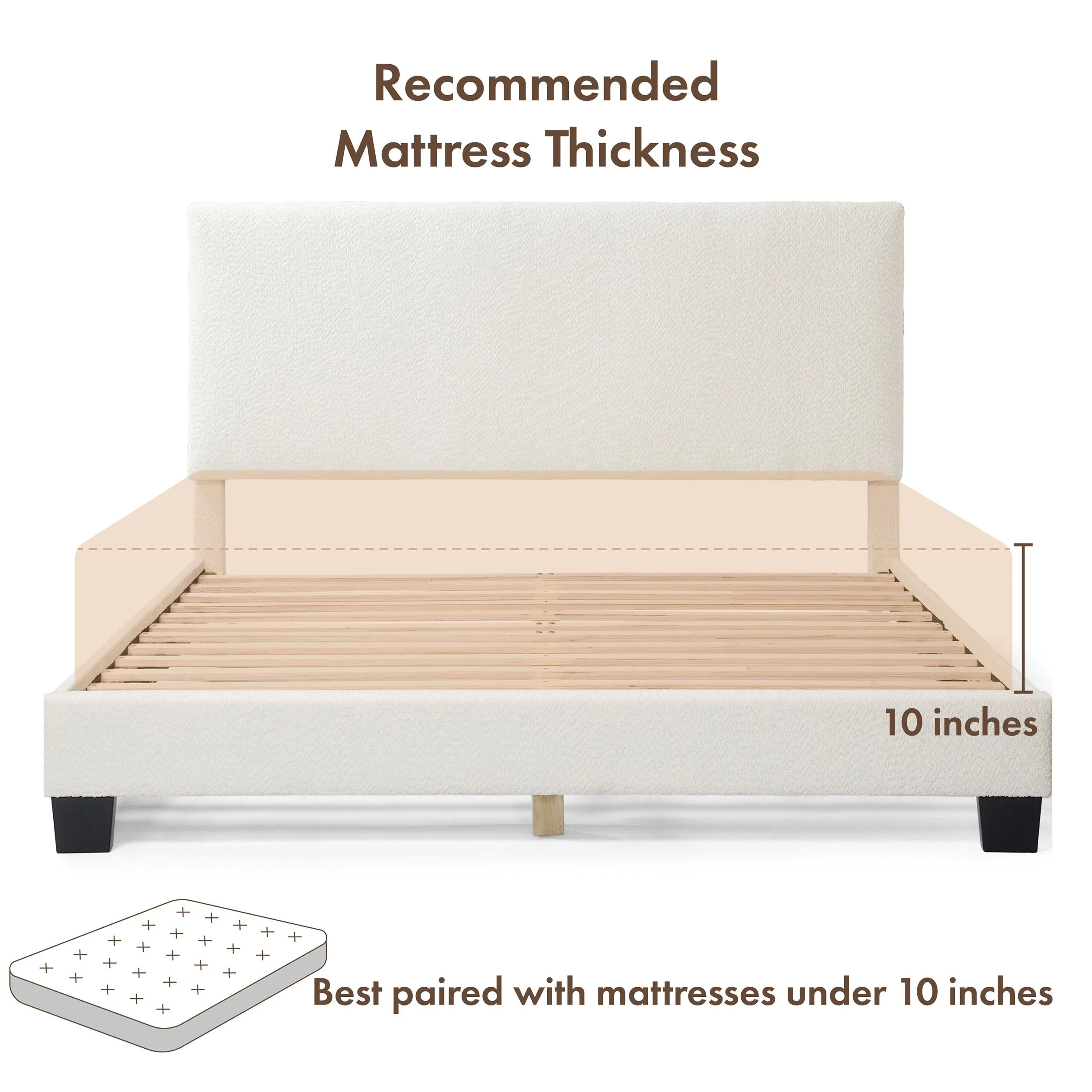 Gail Modern White Boucle Adjustable Queen-Size Platform Bed