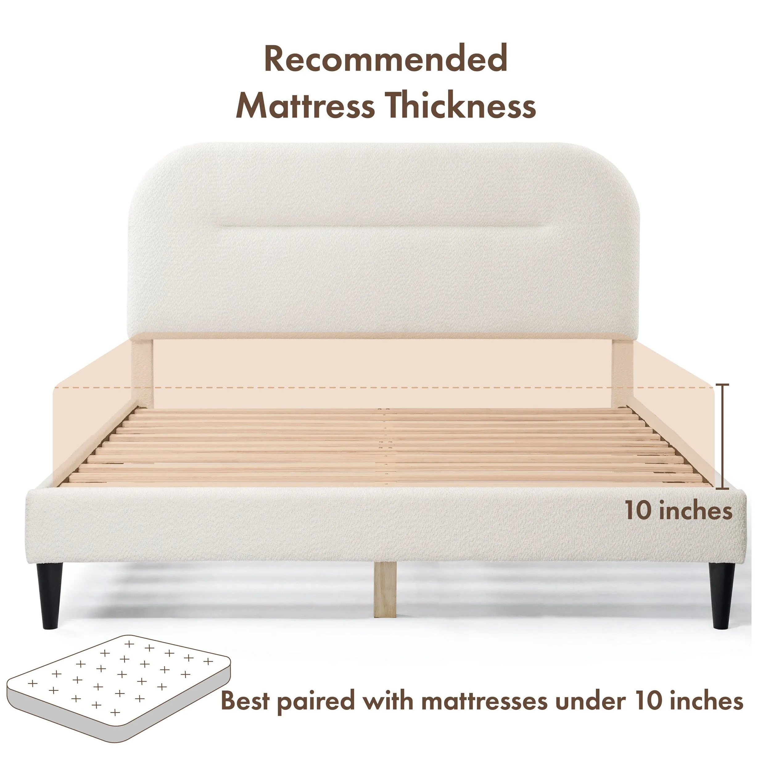 Gail Modern White Boucle Adjustable Queen-Size Platform Bed