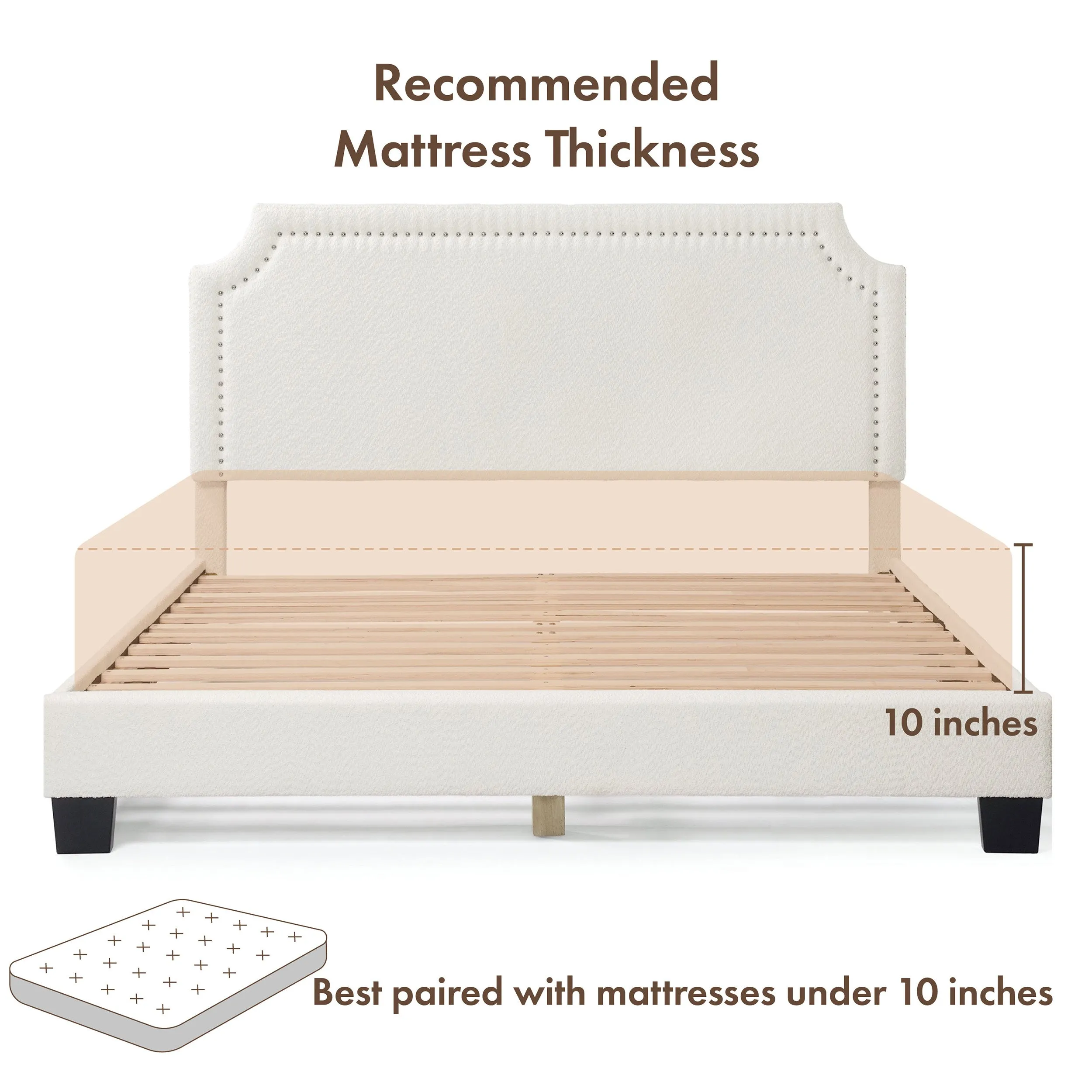Gail Modern White Boucle Adjustable Queen-Size Platform Bed