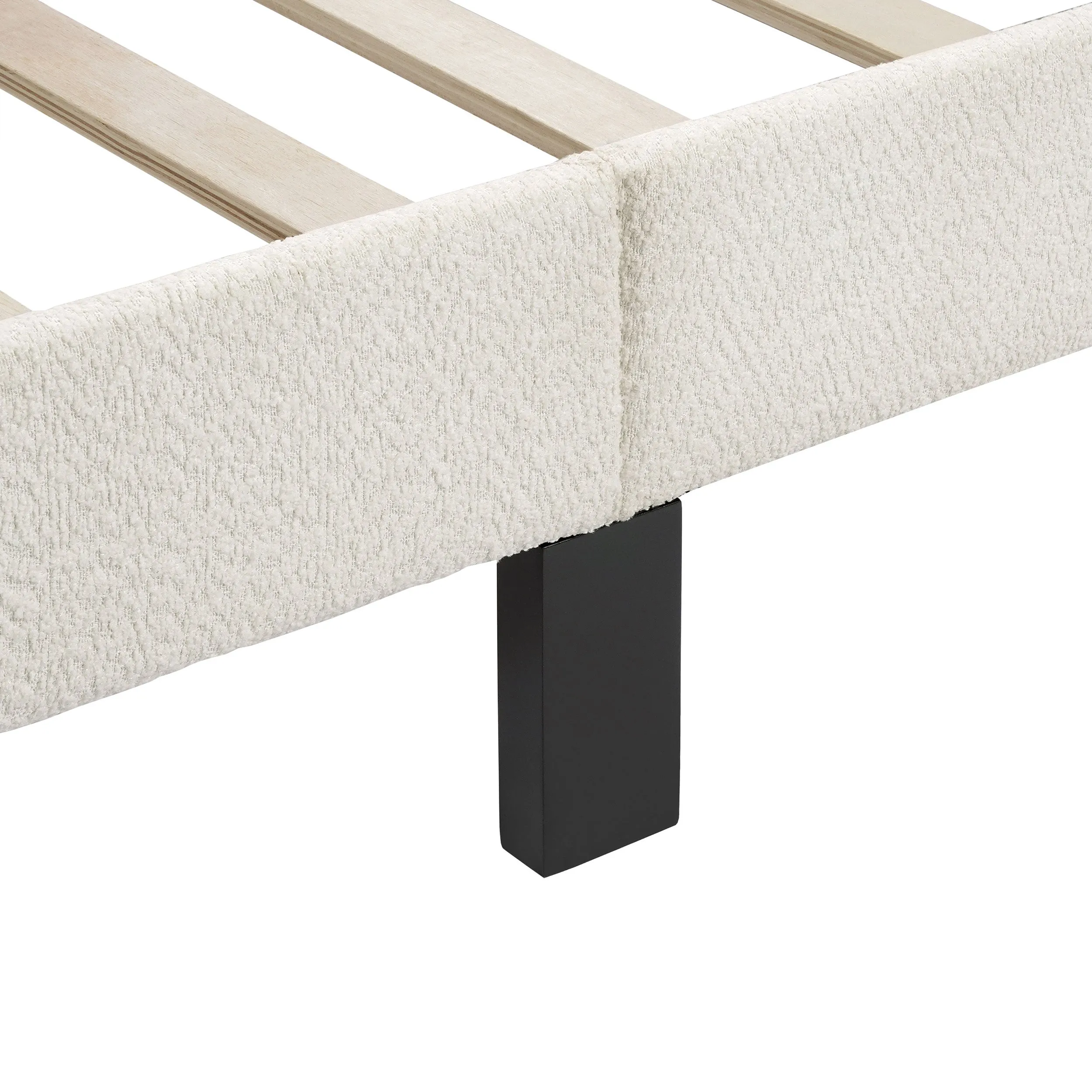 Gail Modern White Boucle Adjustable Queen-Size Platform Bed