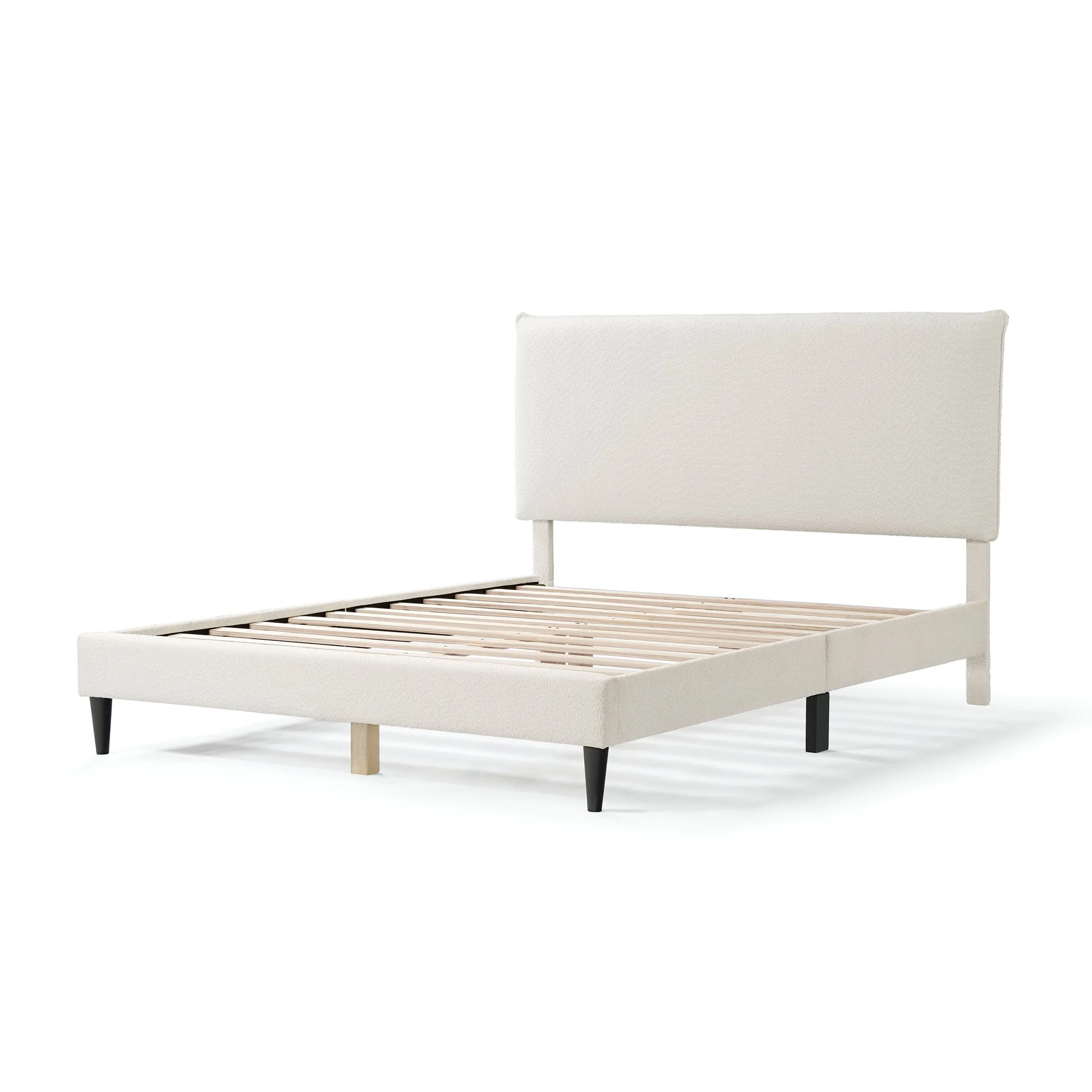 Gail Modern White Boucle Adjustable Queen-Size Platform Bed