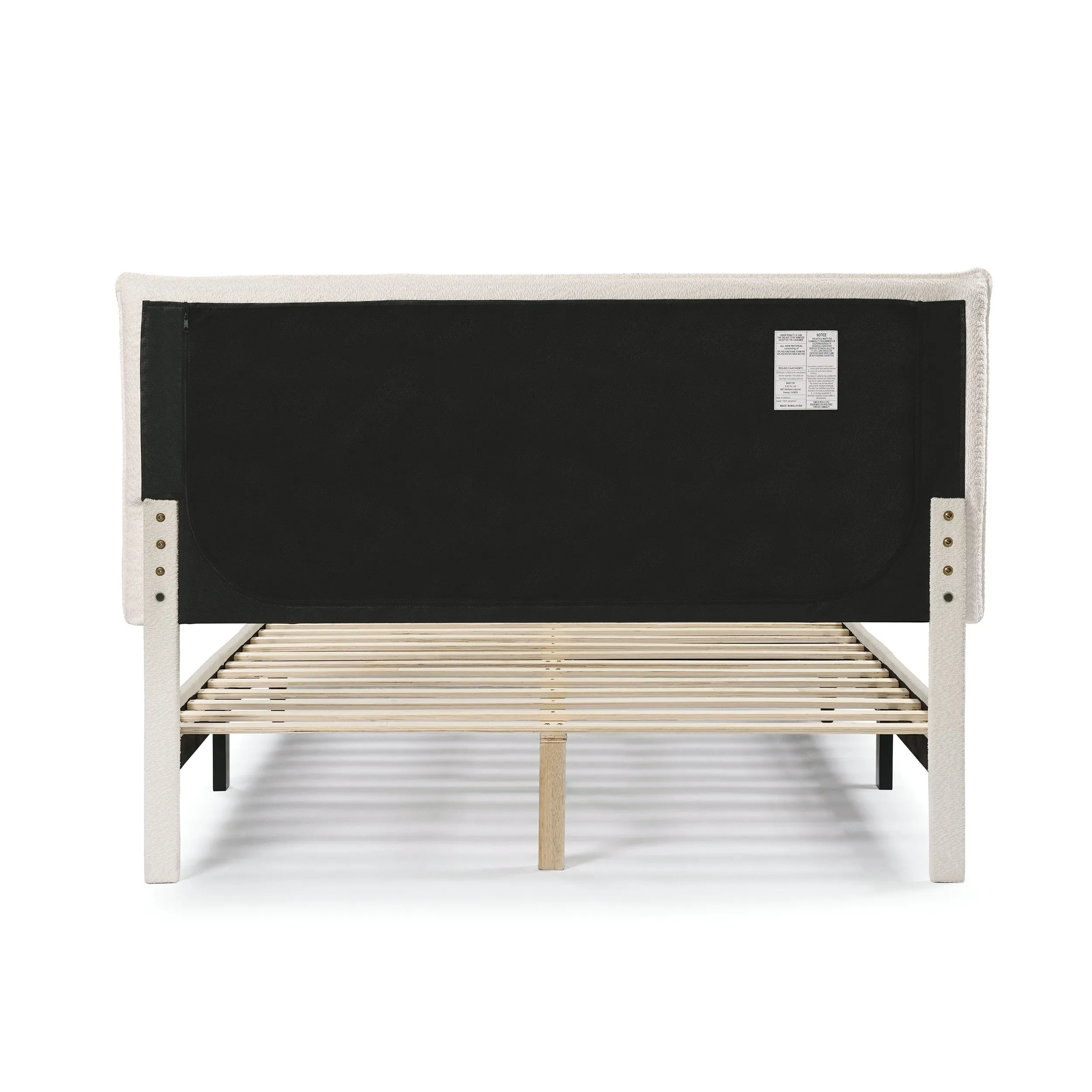 Gail Modern White Boucle Adjustable Queen-Size Platform Bed