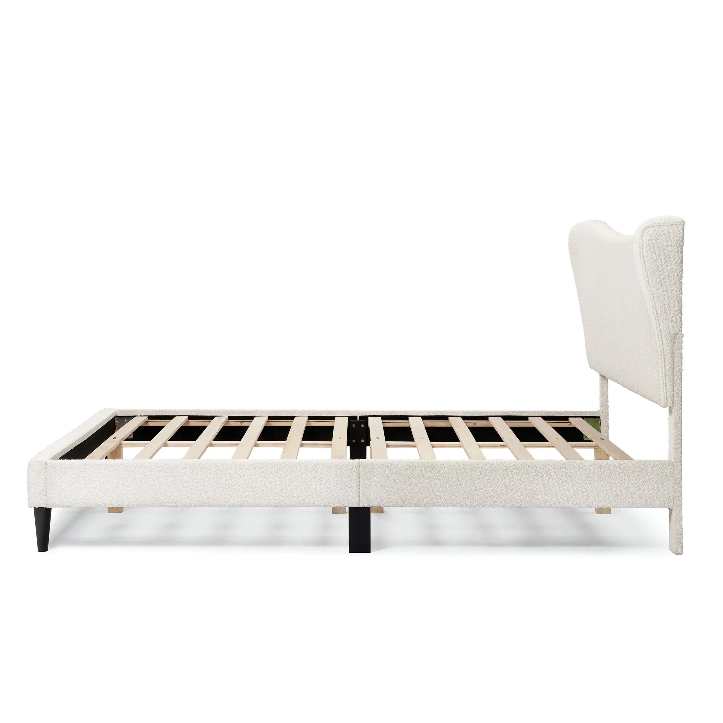 Gail Modern White Boucle Adjustable Queen-Size Platform Bed