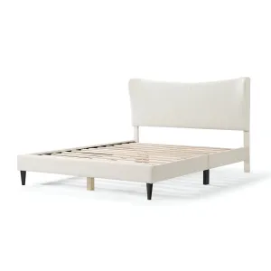 Gail Modern White Boucle Adjustable Queen-Size Platform Bed