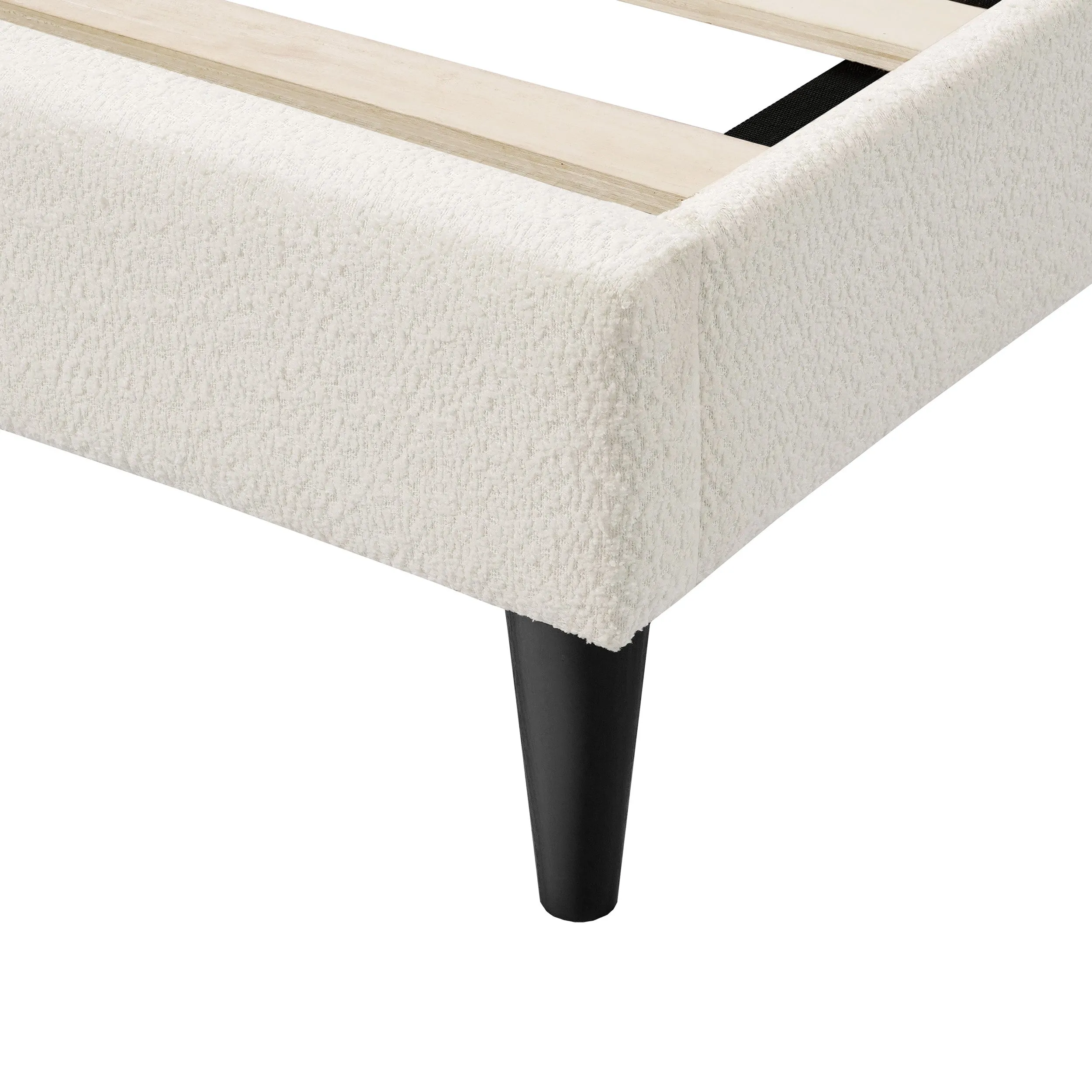 Gail Modern White Boucle Adjustable Queen-Size Platform Bed