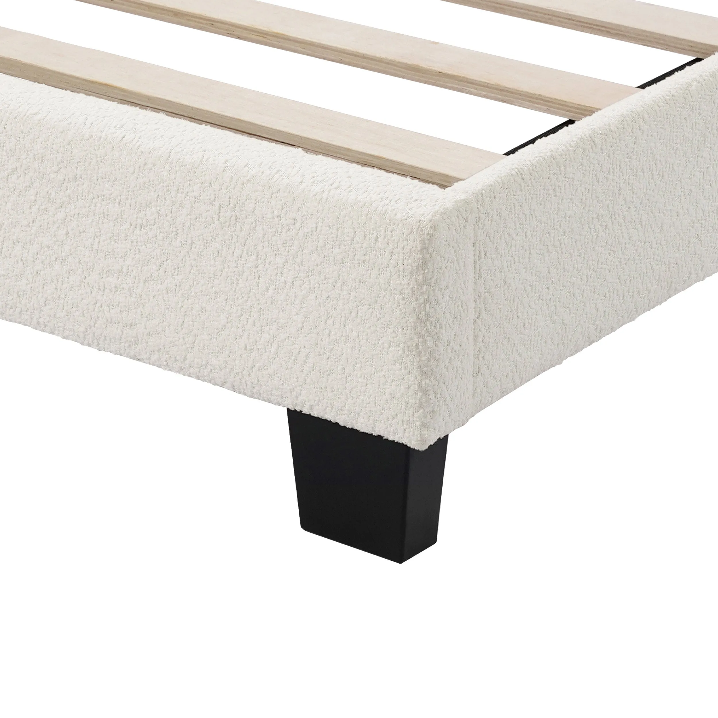 Gail Modern White Boucle Adjustable Queen-Size Platform Bed