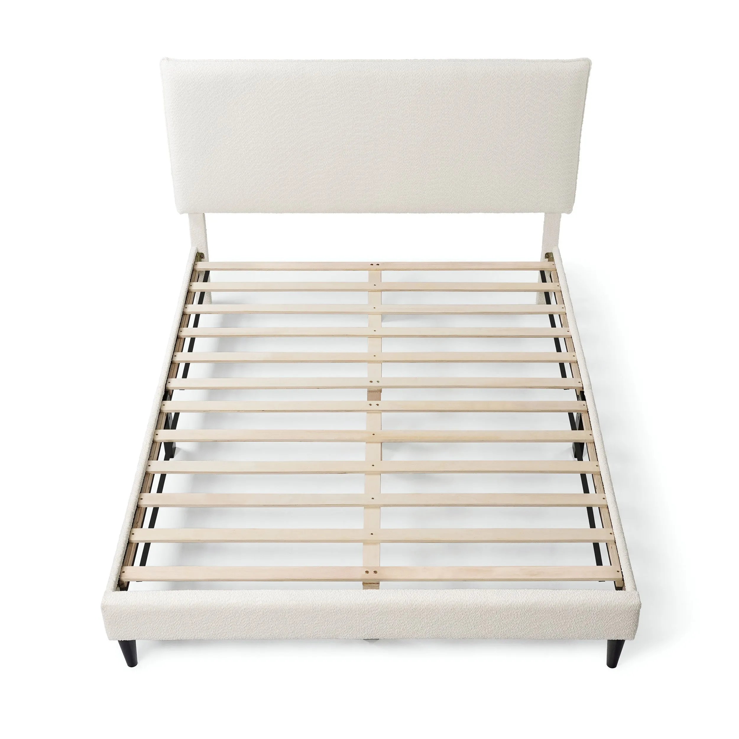 Gail Modern White Boucle Adjustable Queen-Size Platform Bed