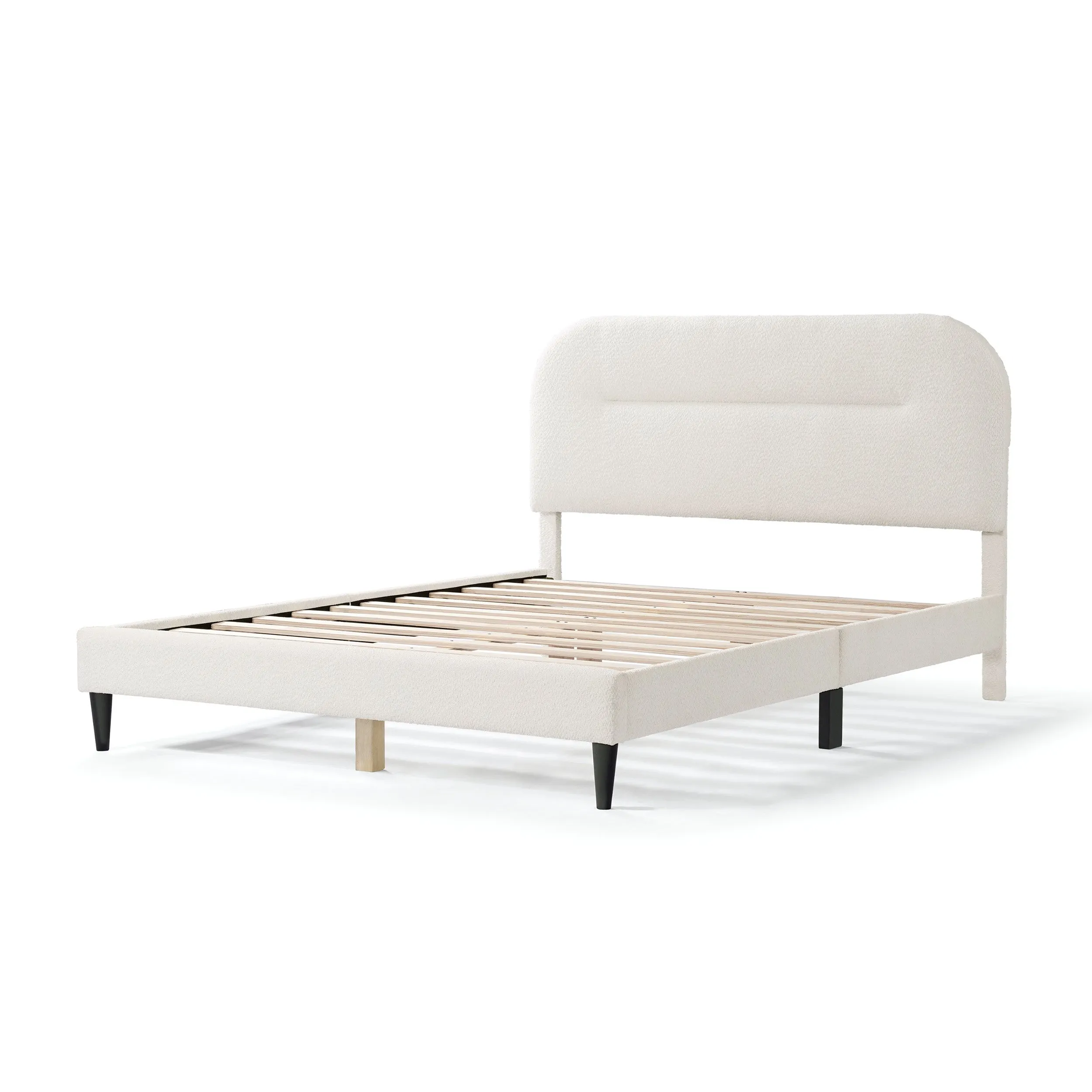 Gail Modern White Boucle Adjustable Queen-Size Platform Bed