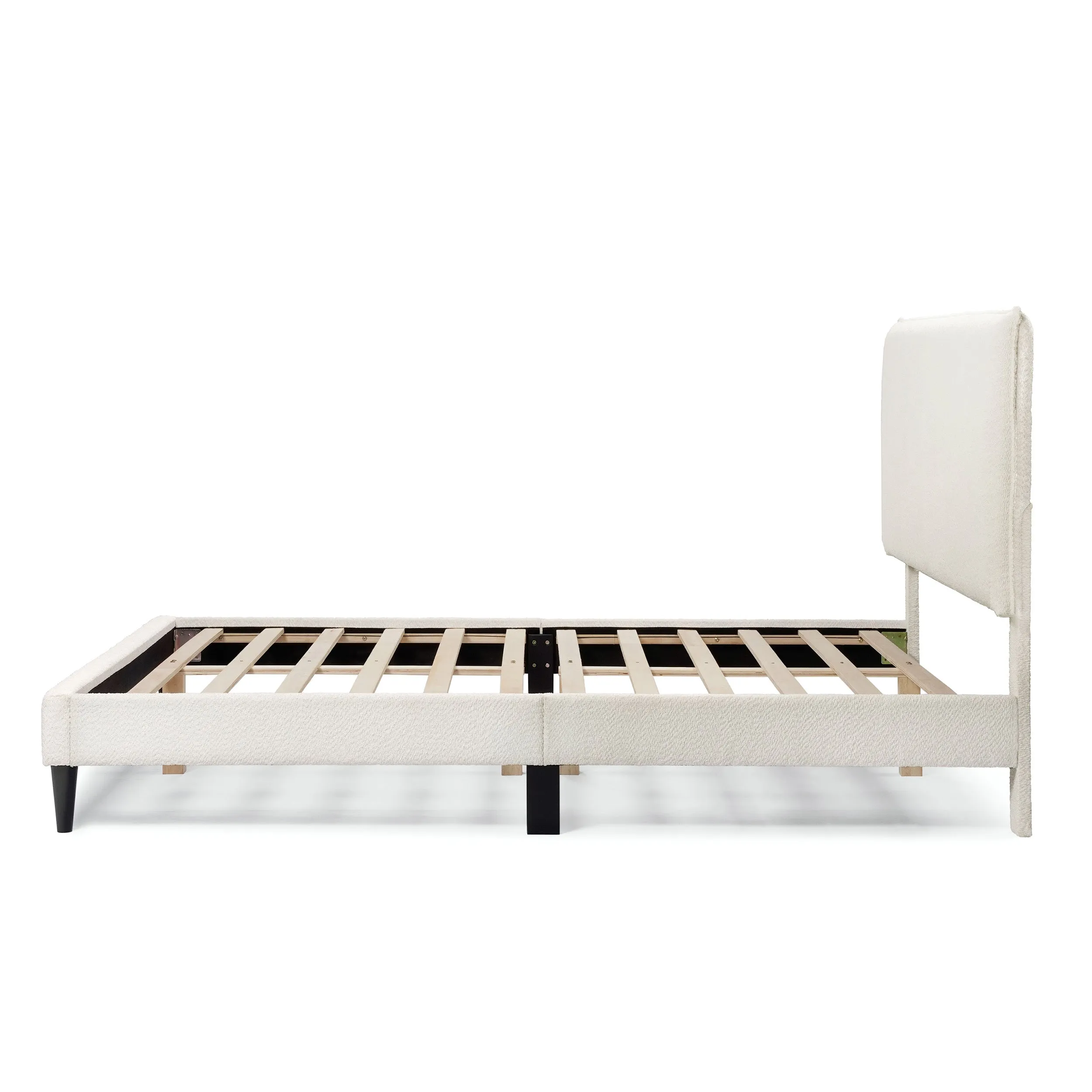 Gail Modern White Boucle Adjustable Queen-Size Platform Bed
