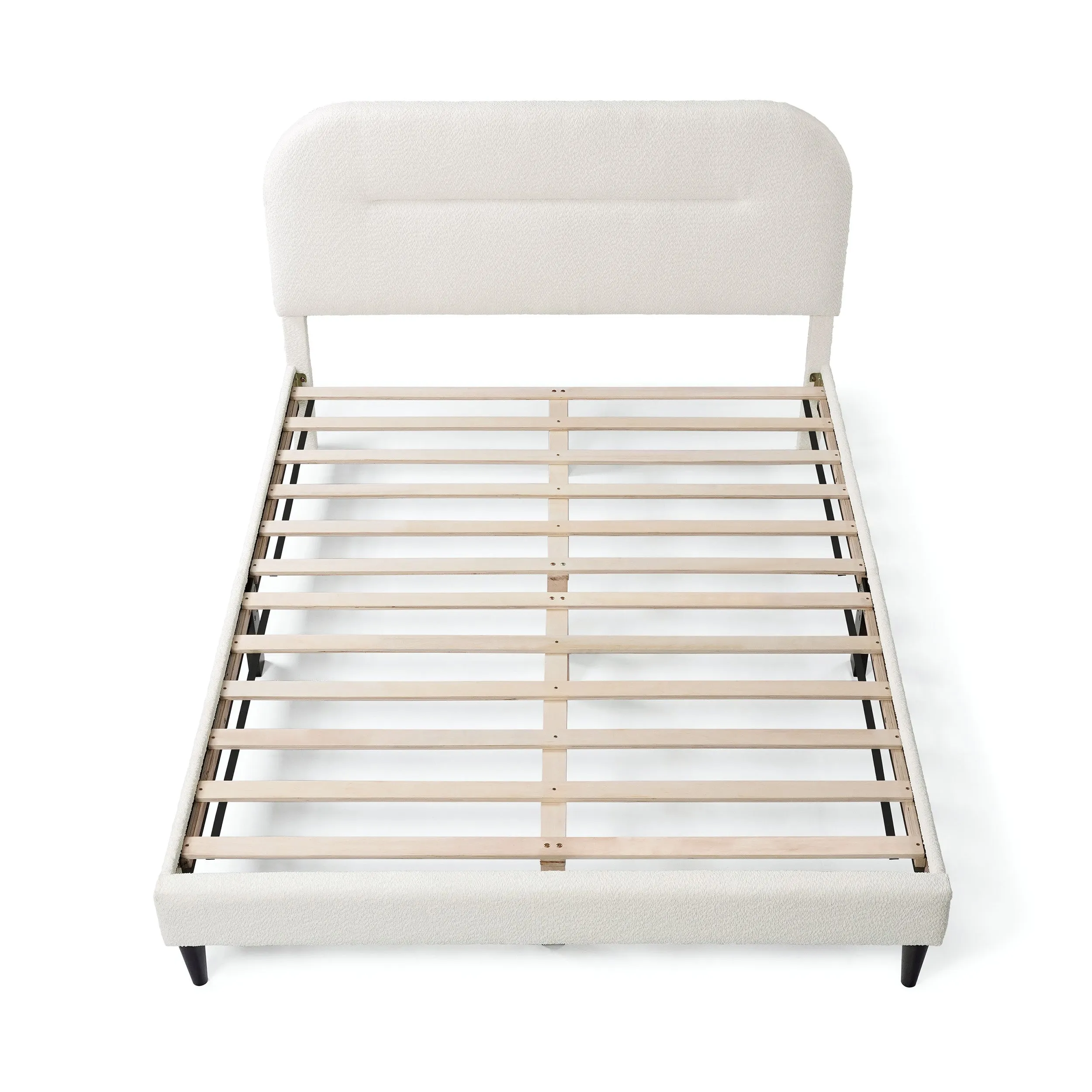 Gail Modern White Boucle Adjustable Queen-Size Platform Bed